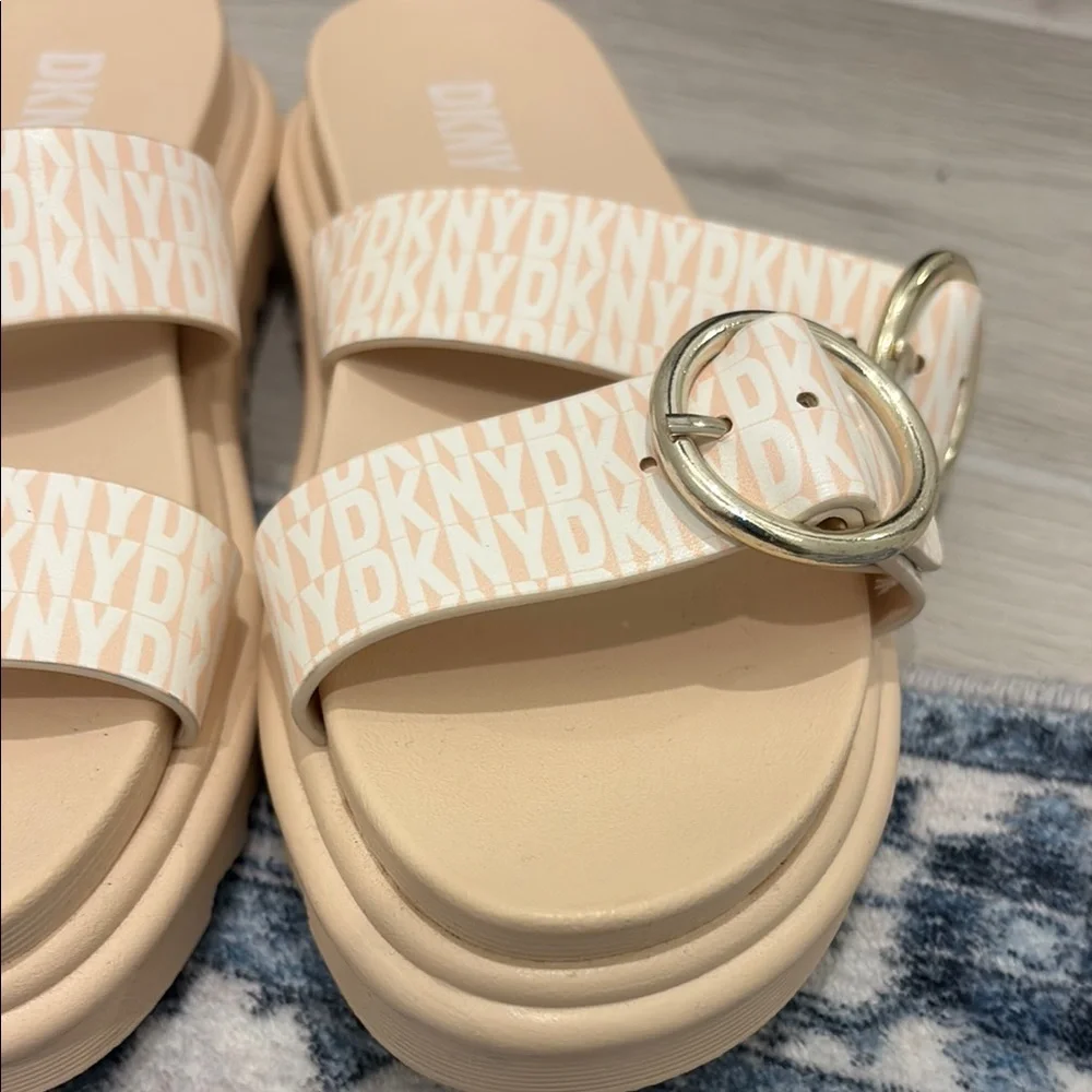 Girls' DKNY Girls Lucile Two Strap Sandals Gold Buckles